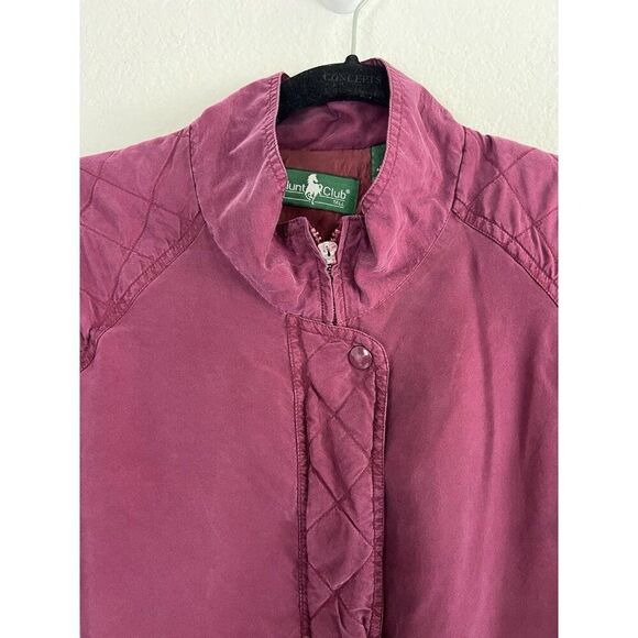 Hunt Club Womens Large Vintage Magenta Pink Silk Quilted Chore Jacket Zip Up - Picture 8 of 11